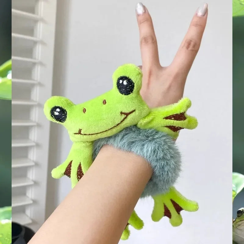 Cute Plush Animal Hair Bands | Frog, Panda & Cat Elastic Hair Ties for Women & Girls