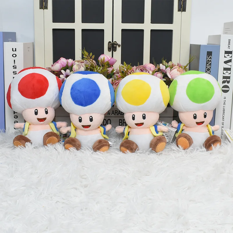 Mario Bros Plush Toys — Yellow, Blue, Red & Green Toad Toadette Stuffed Dolls | Soft Toys Birthday Gift for Kids