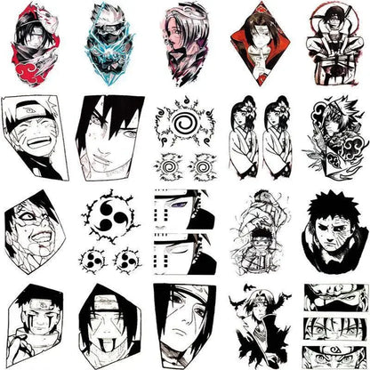 Naruto Temporary Tattoo Stickers — 5/10/20 Pcs Waterproof Anime Body & Arm Art for Cosplay (Sasuke, Itachi, Uzumaki)