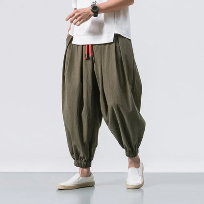 Men’s Oversized Harem Pants – Loose Chinese Style Cotton Linen Sweatpants Joggers, High-Quality Casual Trousers