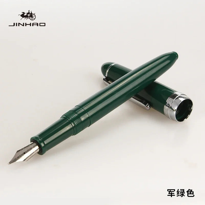 JINHAO 992 Fountain Pen 0.5mm — 12 Color Options, Silver Clip, Student Writing & Office Supplies