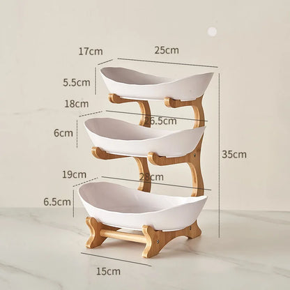 2/3 Layer Fruit Plate & Snack Dish - Modern Plastic Candy Basket, Cake Stand & Salad Bowl for Home Living Room