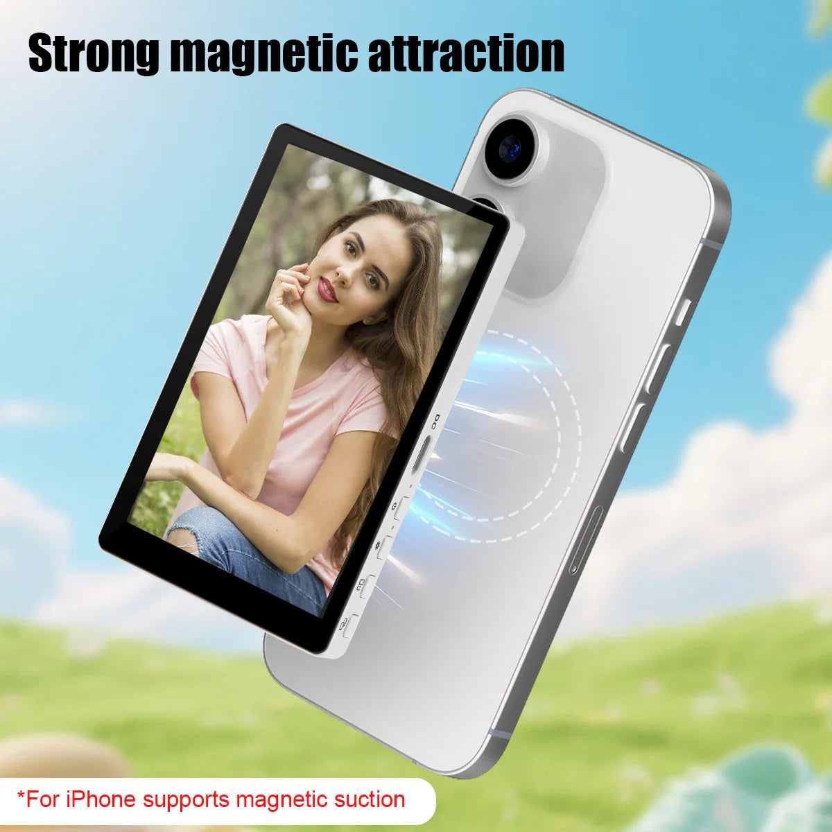 Wireless Magnetic Phone Rear Camera Monitor Screen – Selfie Mirror Display for Vlogging, Live Streaming & Video Recording Assistance
