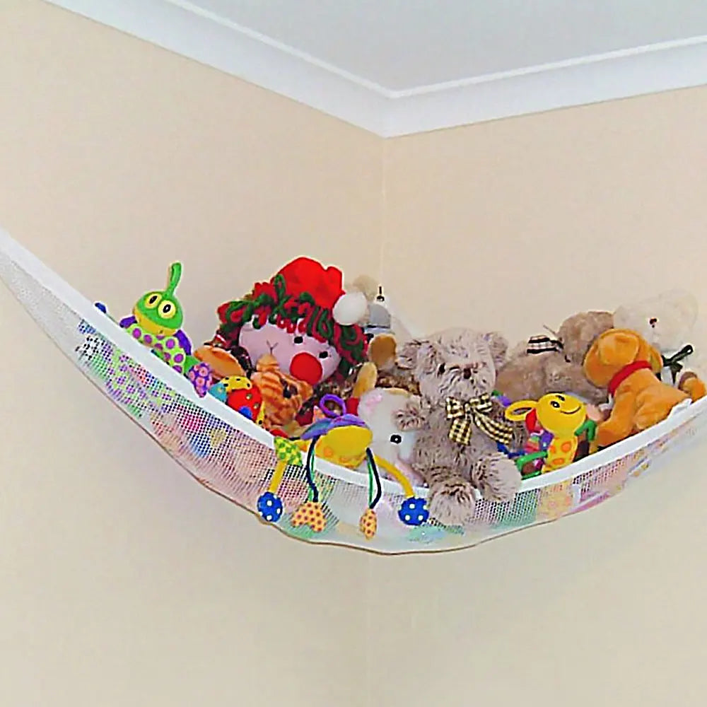 Triangle Large Plush Toys Storage Hammock - Mesh Bag Organizer for Children's Stuffed Toys Room Storage