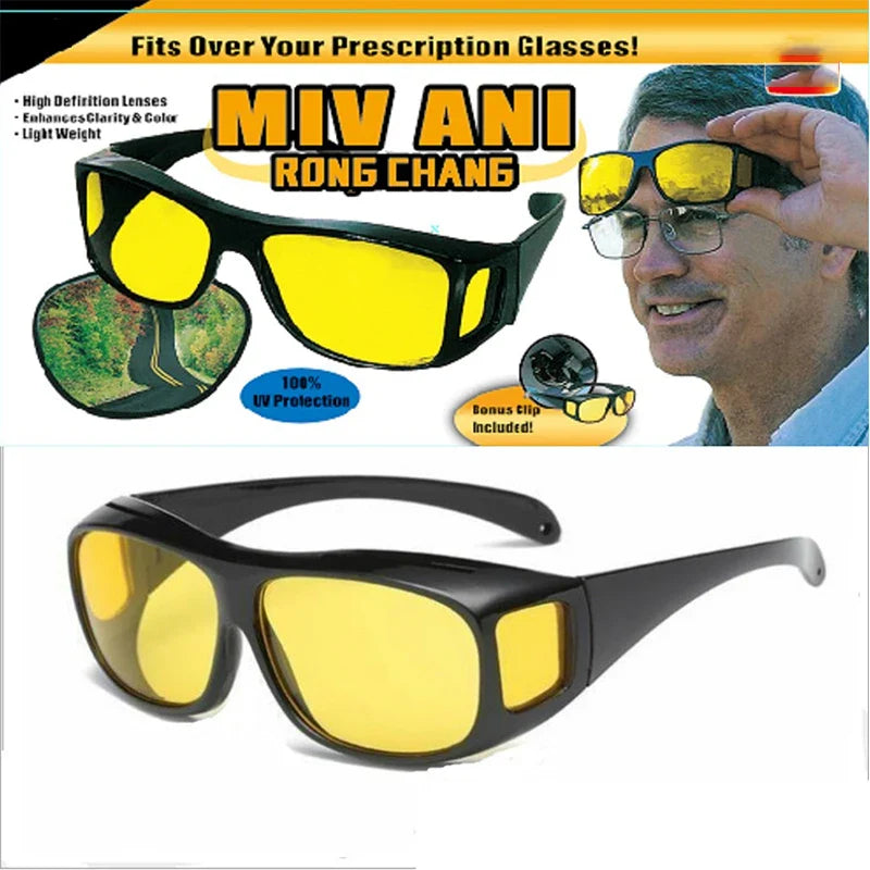 Night Driving Vision Glasses – Polarized Anti-Glare Yellow Lens Sunglasses | Fashion Multifunction Night Vision Eyewear for Safe Driving