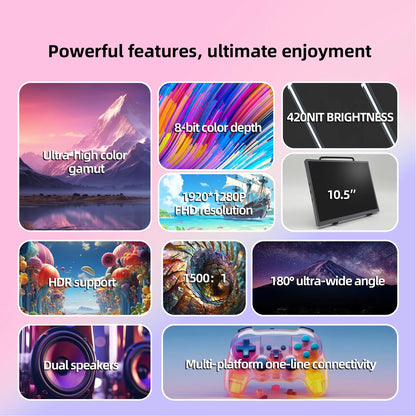 ZSUS 10.5-Inch Portable Monitor — 1280P, 100% sRGB, 15:10, Low Blue Light, Compatible with Xbox, PS4/5, Switch, Phone & PC/Laptop Extension