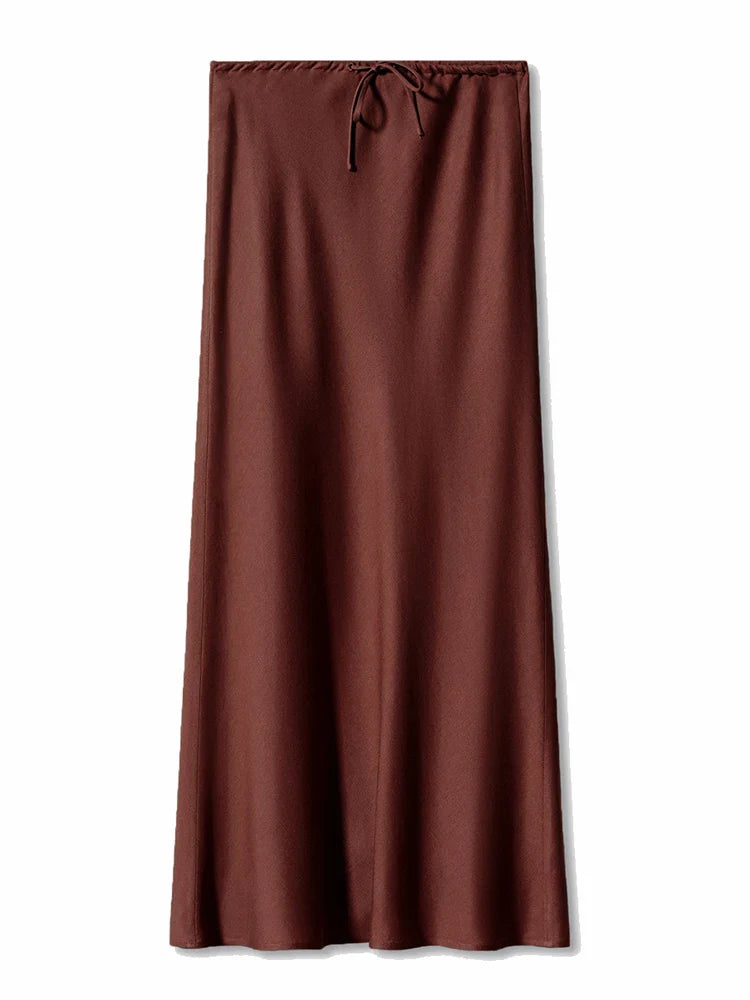 Women’s Long Satin Maxi Skirt – Luxury Shiny High Waist Straight Fit Elegant Skirt for Spring Summer Casual Fashion