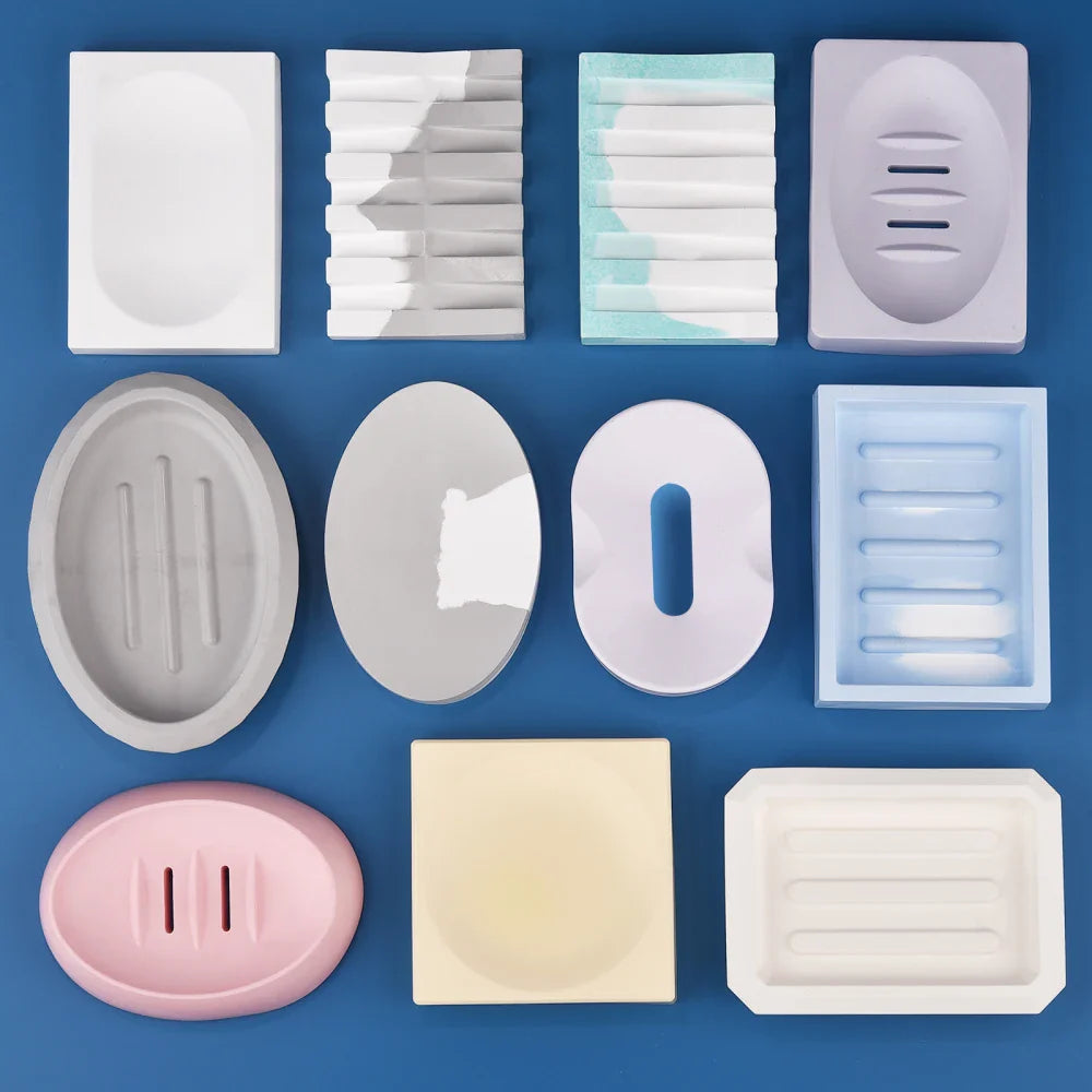 DIY Silicone Soap Dish Mold – Epoxy Resin Soap Holder with Drain, Practical Storage Box for Home Decoration