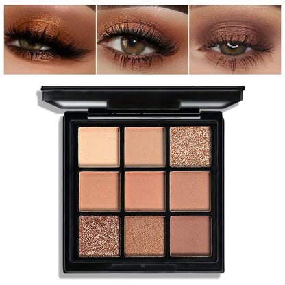 9-Grid Red Eyeshadow Palette – Purple Glitter, Pearlescent Matte & Shimmer Long-Lasting Eye Makeup for Women