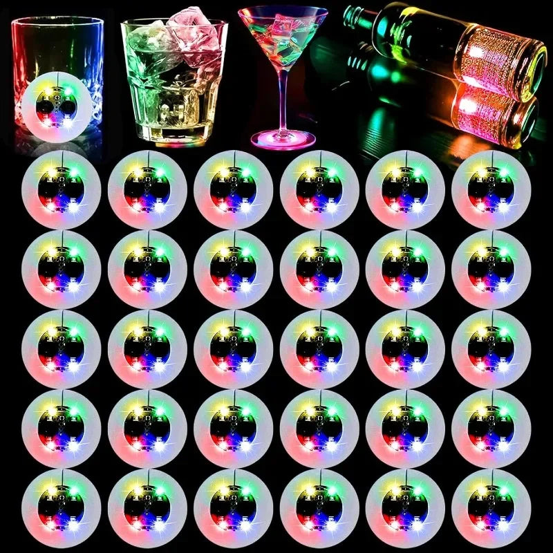 LED Luminous Cup Stickers — 6cm Bottle & Glass Coaster Lights for Bar, KTV, Wedding, Party Decoration (1/50PCS)