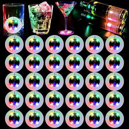 LED Luminous Cup Stickers — 6cm Bottle & Glass Coaster Lights for Bar, KTV, Wedding, Party Decoration (1/50PCS)