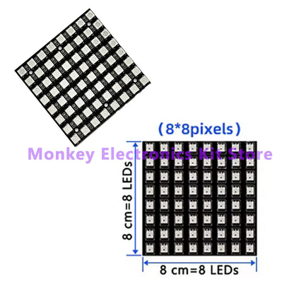 8x8 WS2812 LED Matrix Module – 64-Bit 5050 RGB Programmable Display Panel