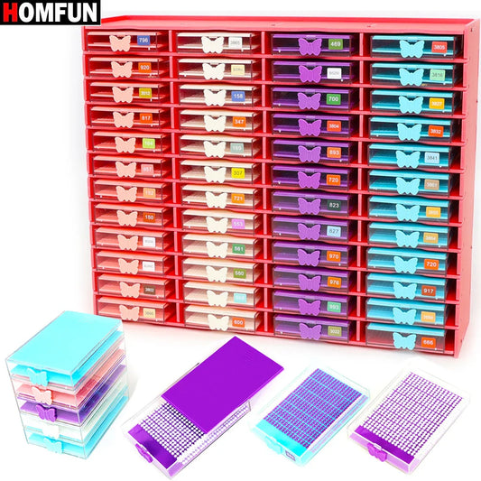 HOMFUN 5D Diamond Painting Tray Kit – 12/24/48 Slots with Storage Rack Organizer for Drill Plate Accessories