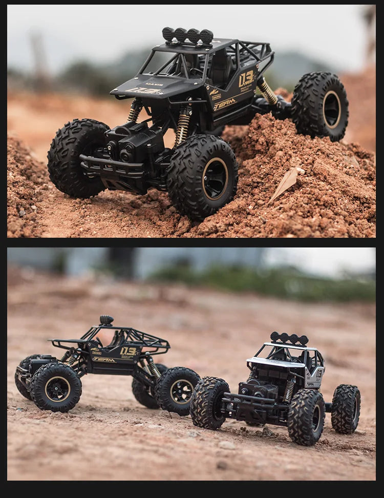 1:12/16 RC Off-Road Truck – 4WD Remote Control Car with Metal Shell & LED Lights for Kids
