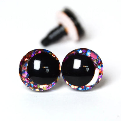 20pcs 3D Cartoon Glitter Doll Safety Eyes – Strange Eyes with Hard Washer, 16mm-30mm for Toys