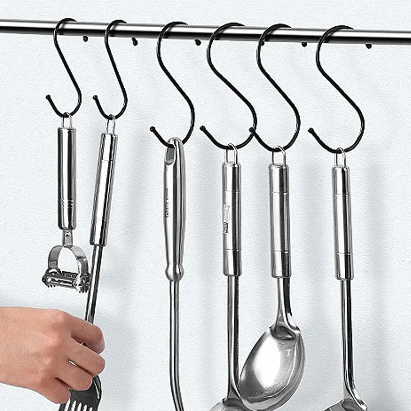 10/50pcs Metal S-Shape Hooks – Multi-Function Hangers for Kitchen, Bathroom, Bedroom, Clothes, Bags & Plants