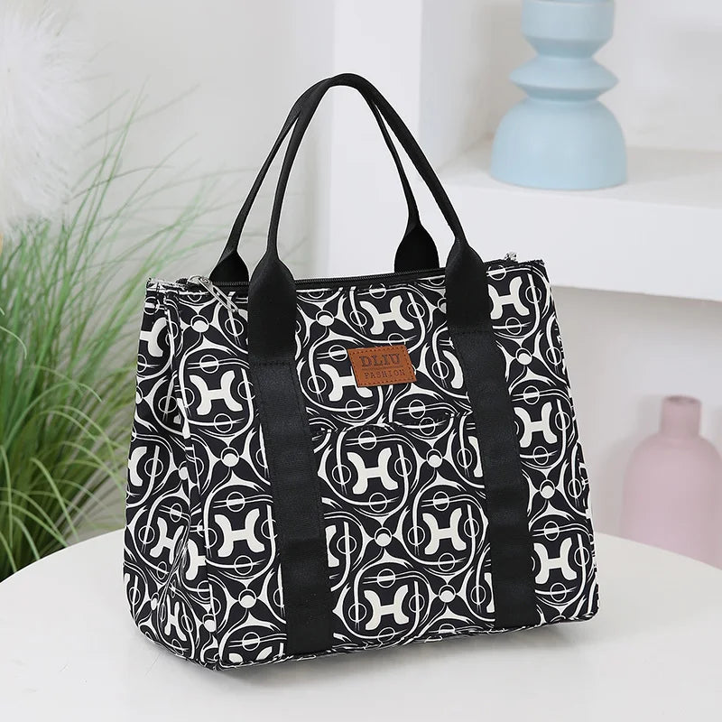 Insulated Commuter Lunch Bag with Storage Pouch — Portable Handbag for Office, Thermal Food Carrier with Meal Box Included