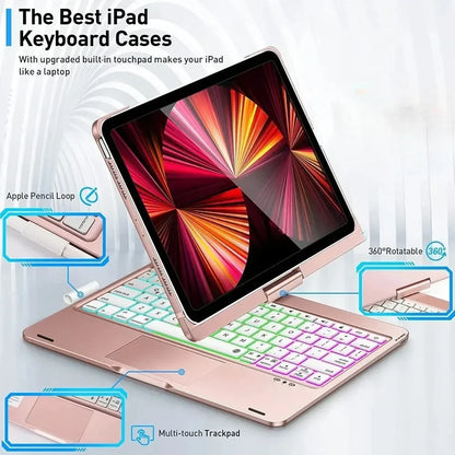 360° Magic Keyboard Case for iPad — Backlit Keyboard Folio for iPad Air 13/11, Pro 12.9/11, iPad 10.5/10.2, Air 4/5 & 10th Gen 10.9-inch