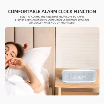 15W Wireless Charging Pad with Alarm Clock, Desktop Lamp and Thermometer - Fast Charging Dock for iPhone and Samsung, Night Light for Bedroom