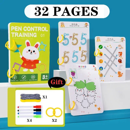 Magical Tracing Workbook — Reusable Montessori Drawing & Handwriting Practice Book for Children