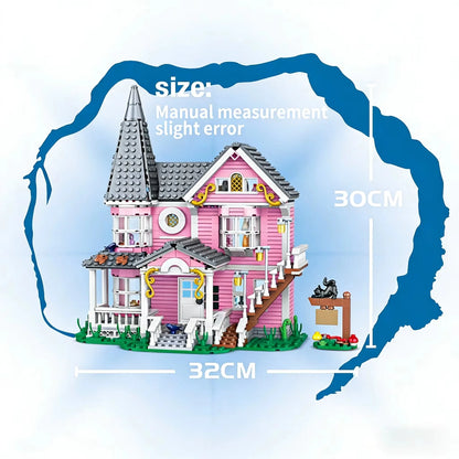 Pink Palace Building Blocks Set - Fantasy Haunted House Display Model for Movie Fans & Collectors