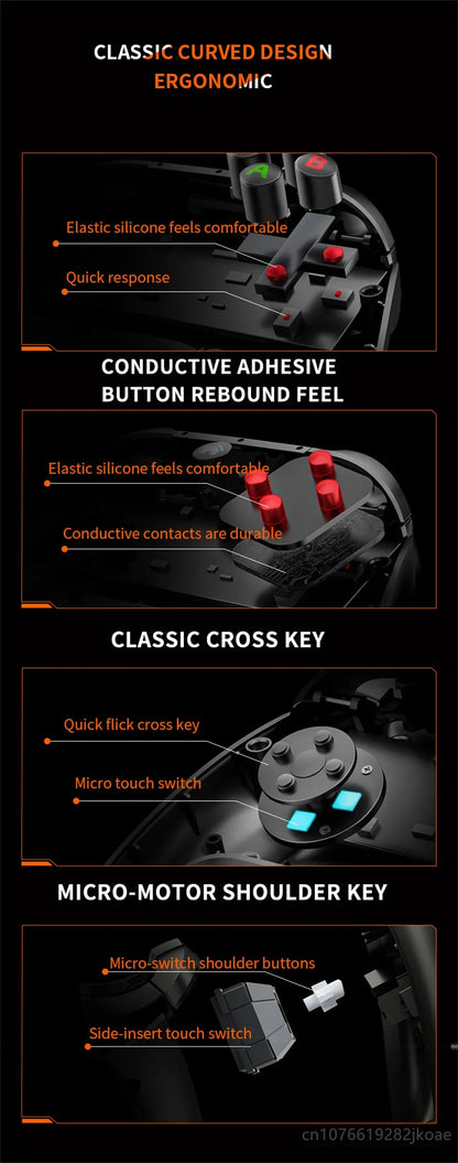 Lenovo S02 Wireless Bluetooth RGB Controller - Multi-Function Gamepad for Nintendo Switch OLED, Switch Lite, PC & Mobile