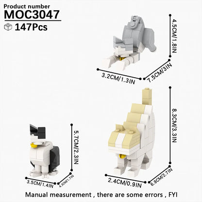 MOOXI Animal Series 62PCS MOC Cat Figures – DIY Building Blocks Educational Toys for Kids, Birthday Gift MOC3042-3045
