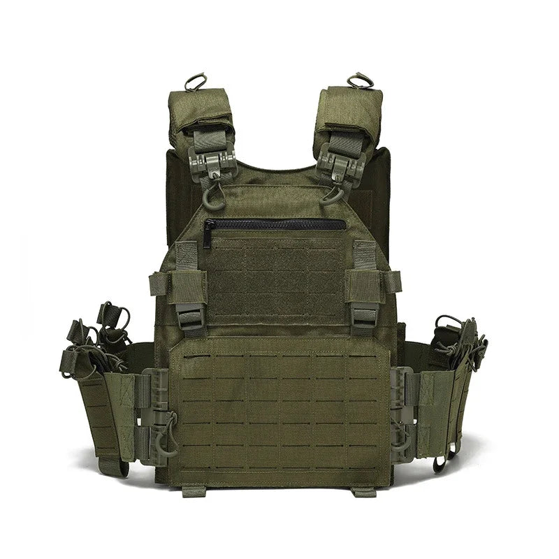 New Combat Vest 6094 – Lightweight Quick Release Laser Cut Tactical Gear for Hunting, Black Tactical Vest