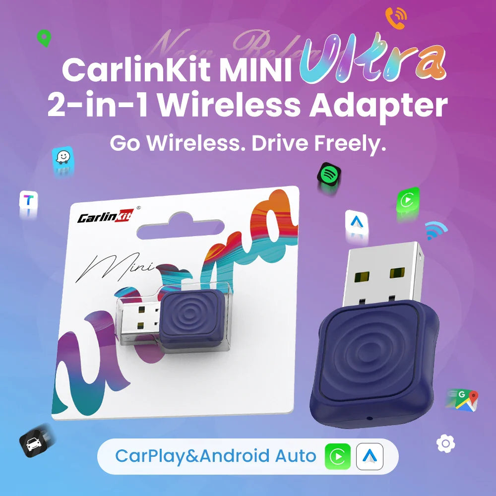 MINI 5 Pro/Mini Ultra CarlinKit Wireless CarPlay Adapter – Smart Plug & Play WiFi Bluetooth Auto Connection Box