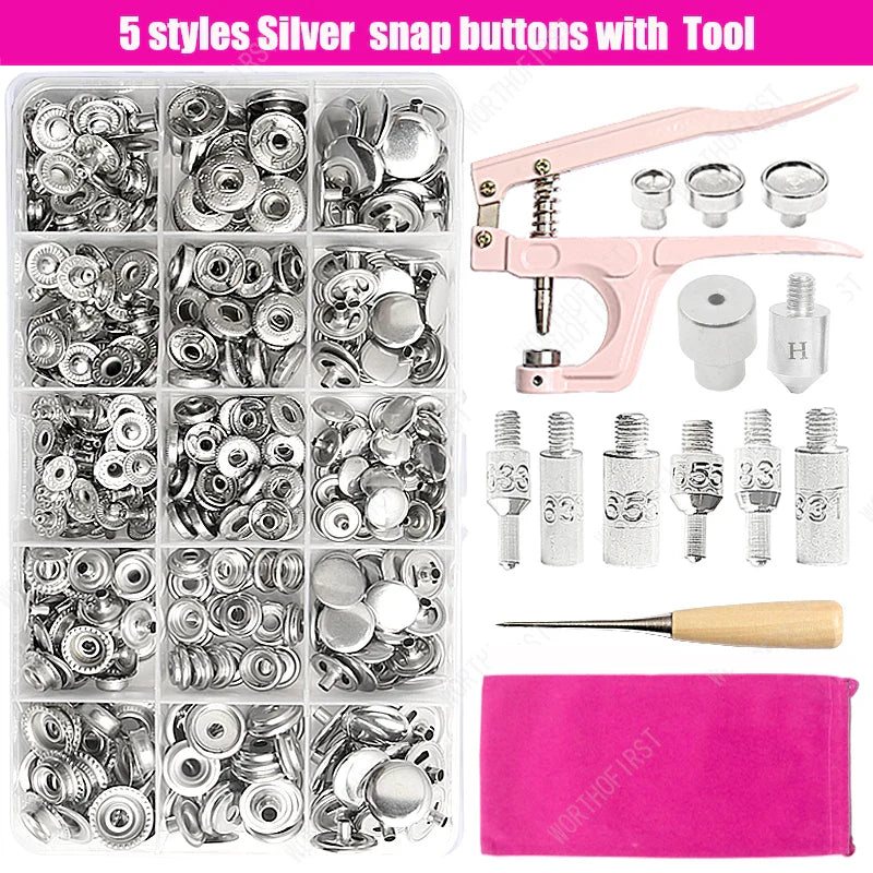 Metal Snap Fasteners Button Kit with Installation Pliers – Sewing Accessories for Jackets, Clothing & Leather Craft