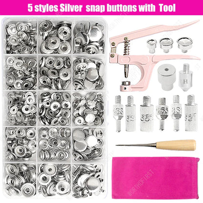 Metal Snap Fasteners Button Kit with Installation Pliers – Sewing Accessories for Jackets, Clothing & Leather Craft
