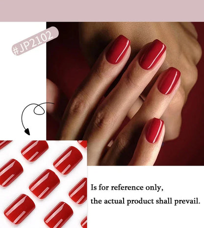Solid Color Press-On False Nails Set – Square Shape Wearable Nail Art Tips with Glue, Fashion Manicure Accessories (Wholesale)