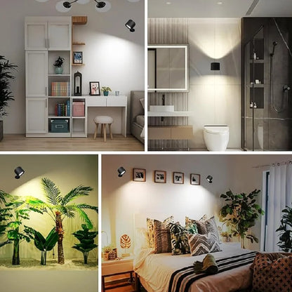 LED Wall Sconces Light – Touch Control Double Head Wall Lamp, 360° Rotatable, 3 Colors, Wireless Night Lights for Bedroom