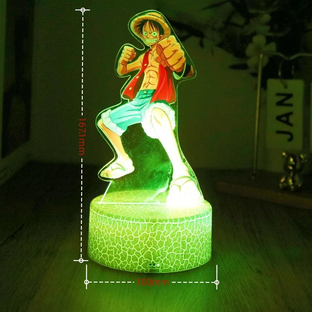 One Piece Luffy Zoro Action Figures 3D LED Lamp – Anime PVC Model Toy Night Light for Kids & Christmas Gift