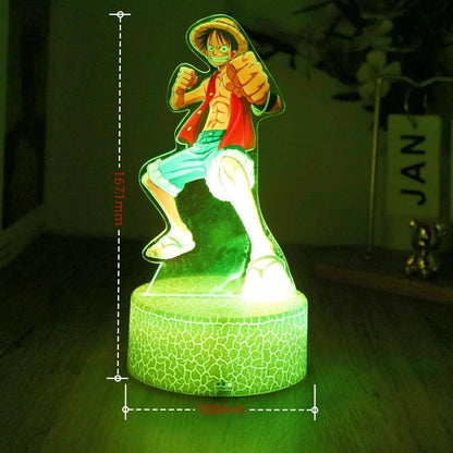 One Piece Luffy Zoro Action Figures 3D LED Lamp – Anime PVC Model Toy Night Light for Kids & Christmas Gift