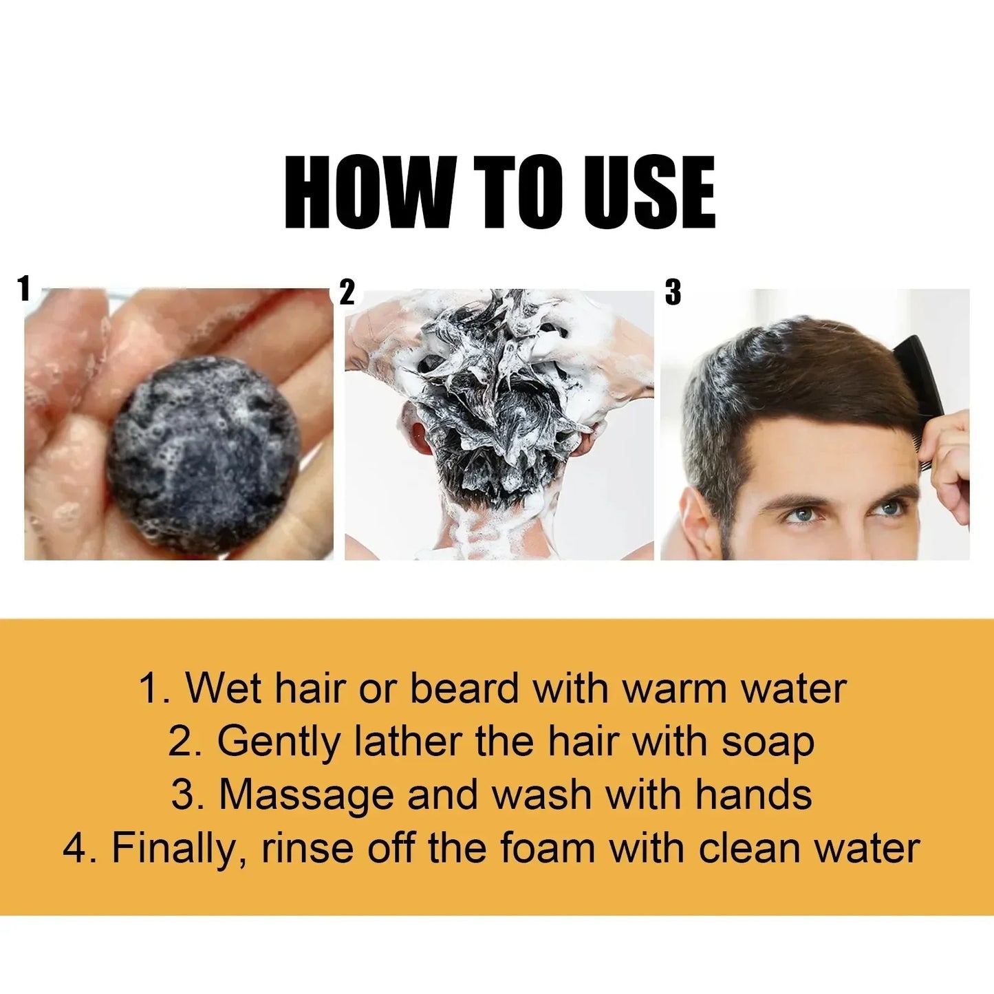 Polygonum Multiflorum Black Hair Soap — Darkening Shampoo Bar for Gray Hair Repair, Face & Body, Men & Women