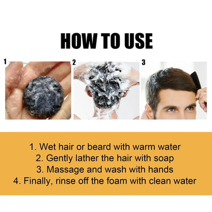 Polygonum Multiflorum Black Hair Soap — Darkening Shampoo Bar for Gray Hair Repair, Face & Body, Men & Women