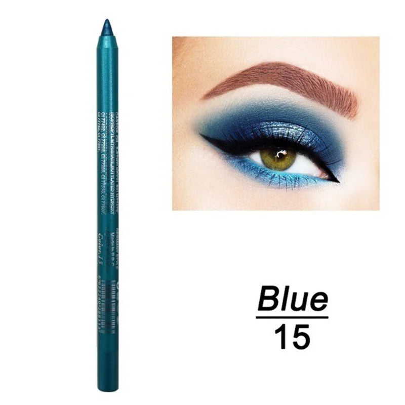 14-Color Waterproof Eyeliner Pencil – Long-Lasting Smokey Punk Style High-Pigment Shimmer Eyeshadow Stick