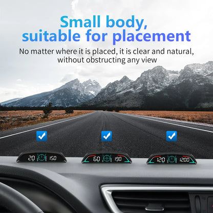 Multi OBD Meter B3 HUD – Speed, RPM, Water Temp, Fuel, Time with Overspeed, Voltage Alarm & Drive Reminder