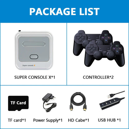 KINHANK Game Box Super Console X – Retro Video Game Console with 90,000 Games, 50 Emulators for PS1/PSP/MAME/DC, Includes Controllers