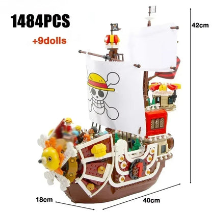 One Piece Thousand Sunny Boat Building Blocks – 1484/432pcs Cartoon Pirate Ship Toy Set for Kids Christmas Gifts