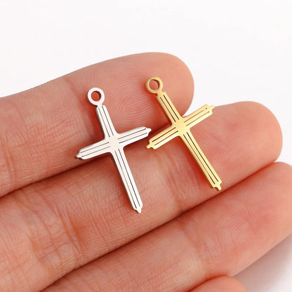 Stainless Steel Cross Charms Set - 5Pcs DIY Jewelry Pendants for Bracelets, Earrings & Necklaces