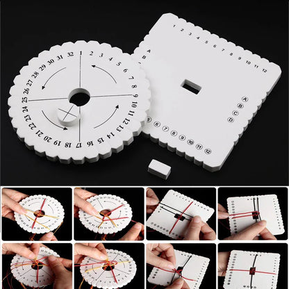 4Pcs Kumihimo Braiding Disks - Round & Square Beading Cord Plates for DIY Bracelet Weaving & Loom Braiding