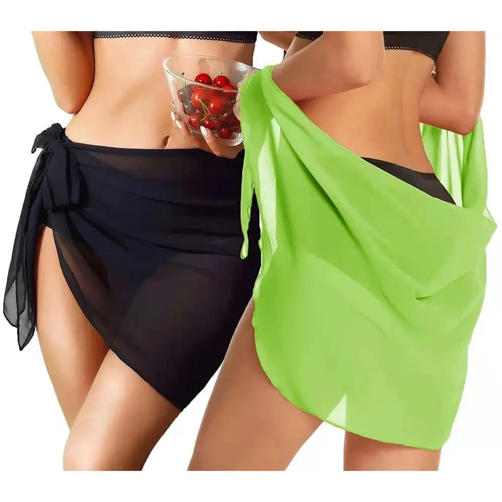 Summer Chiffon Sarong Skirt – Women’s Sheer Short Swimsuit Cover Up Beach Bikini Wrap Scarf