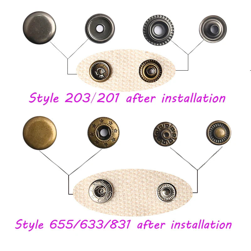 10mm, 12.5mm & 15mm Stainless Steel Snap Fasteners – Sewing Buttons for Clothing, Jackets & Leather Crafts