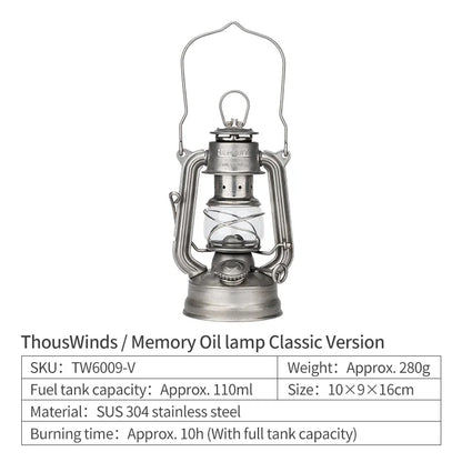 Thous Winds Memory Mini Oil Lamp – Portable Retro Camping Lantern for Hike, Picnic, and Backpacking