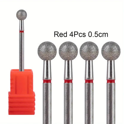 1/2/4Pcs Diamond Nail Drill Bit Set - Rotary Electric Milling Cutters for Manicure, Pedicure, Cuticle & Nail Tools Accessories