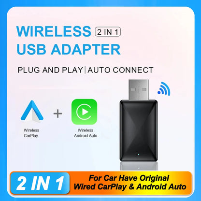 2-in-1 Wireless CarPlay & Android Auto Mini Box — AI Plug & Play Automatic Connection for 99% of Car Radios