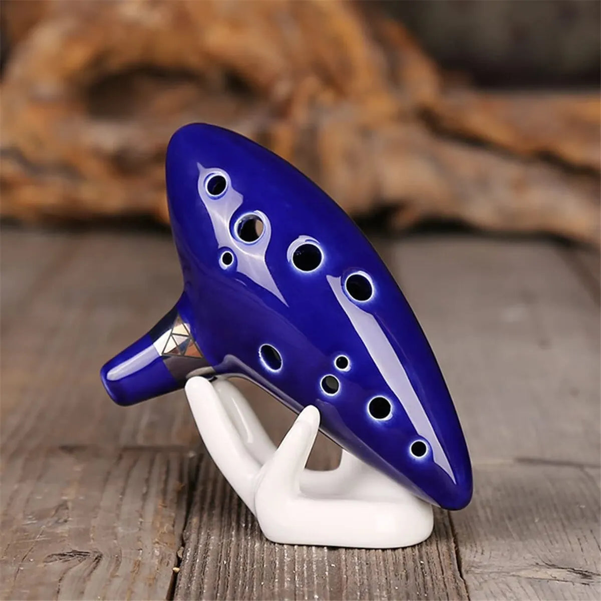 12 Tone Alto C Ocarina – Ceramic Musical Instrument with Songbook, Neck Cord & Carry Bag, Blue