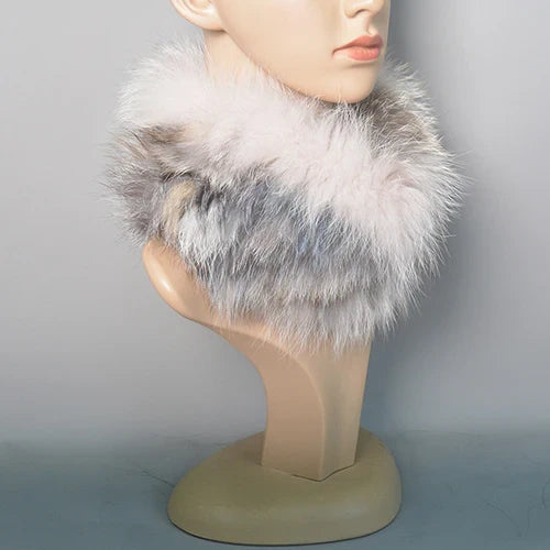 2025 Real Fox Fur Scarf and Headband – Luxury Winter Neck Warmer for Women, 100% Natural Fur, Elastic Ring Muffler